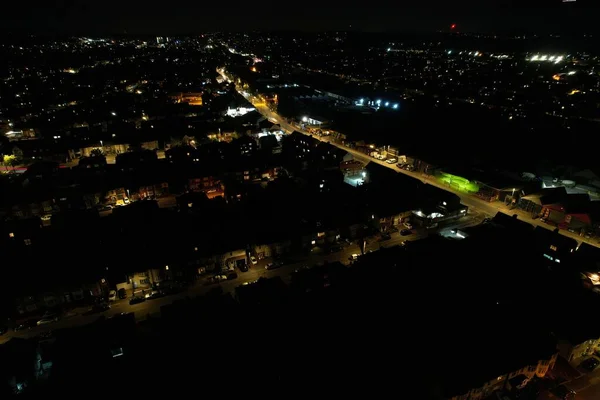 High Angle Aerial View British Town Night British Town — Foto Stock