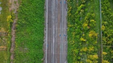 High Angle Drone's Camera View of Railway Tracks at Luton England UK