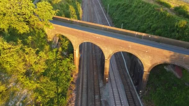 High Angle Drone Camera View Railway Tracks Luton England — Stock Video