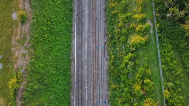 High Angle Drone Camera View Railway Tracks Luton England – stockvideo
