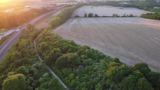 High Angle Drone Camera View Railway Tracks Luton England — Vídeo de stock