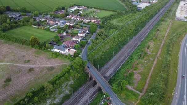 High Angle Drone Camera View Railway Tracks Luton England — Stock video