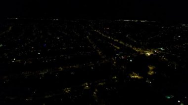 High Angle Aerial view of British Town at Night British Town