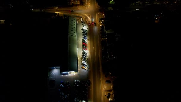 High Angle Aerial View British Town Night British Town — Video Stock