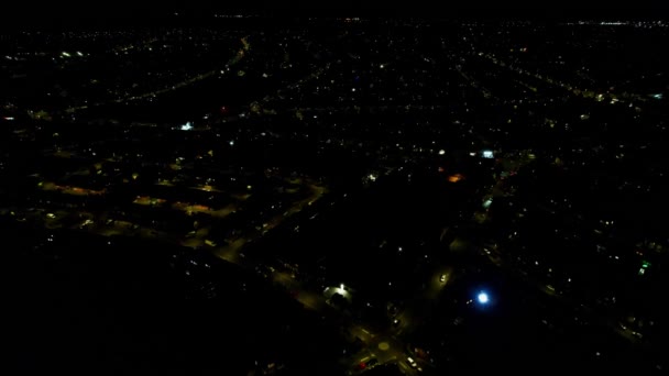 Высокий Вид Angle Воздуха Британский Город Ночью Британский Город — стоковое видео
