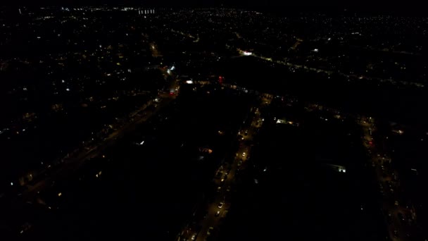 Высокий Вид Angle Воздуха Британский Город Ночью Британский Город — стоковое видео