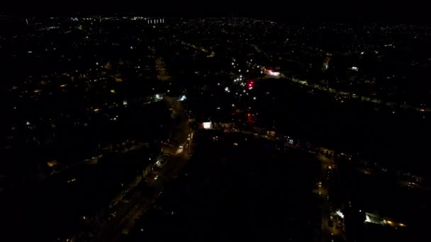 High Angle Aerial View British Town Night British Town — Video Stock