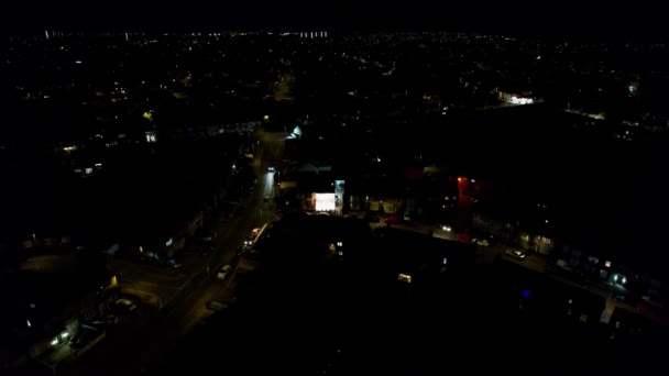 High Angle Aerial View British Town Night British Town — Stok video