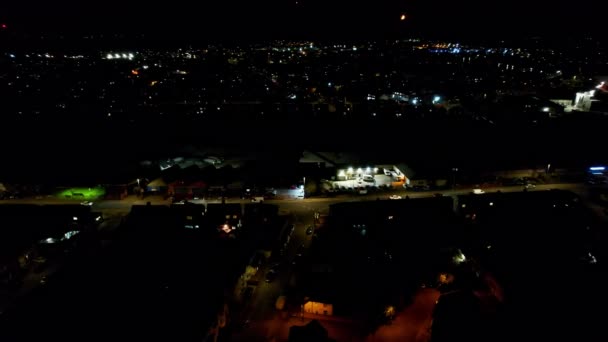 High Angle Aerial View British Town Night British Town — Stock Video