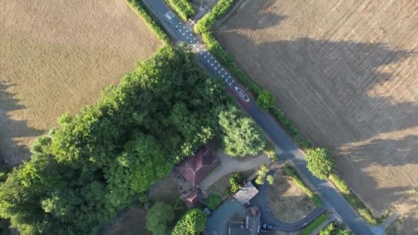British Countryside Landscape Sharpenhoe Clappers Bedfordshire England Drone Footage Sunset — Vídeo de Stock