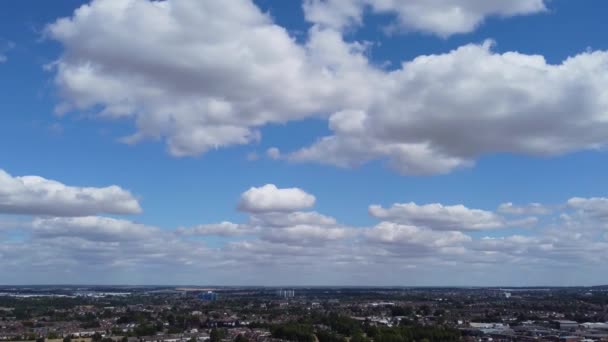 Fast Moving Dramatic Clouds England Drone High Angle Footage Time — Stockvideo