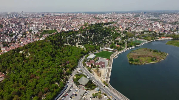 Aerial View City Bosphorus River Bridge Istanbul Turkey — Stok fotoğraf