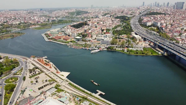 Aerial View City Bosphorus River Bridge Istanbul Turkey — Fotografia de Stock