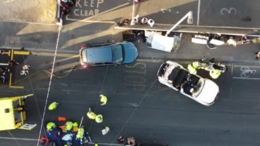 Car Accident Drone's Footage. Leagrave road which was closed due to accident, i flew the drone and saw many police, fire and ambulance vehicles, the white audi car was cut into pieces, ripped off the roof and doors to take out passenger from car. 