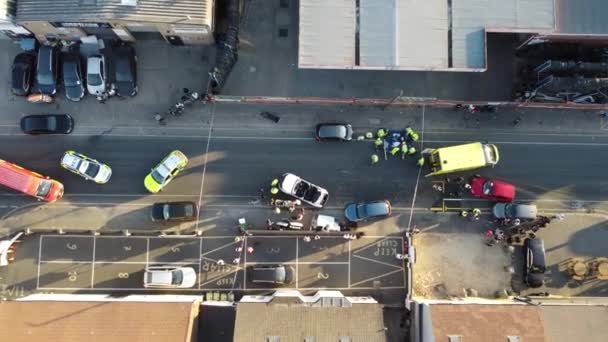 Car Accident Drone Footage Leagrave Road Which Closed Due Accident — Video