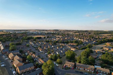 Beautiful Aerial view of North Luton City of England at Sunset Time