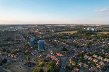 Beautiful Aerial view of North Luton City of England at Sunset Time