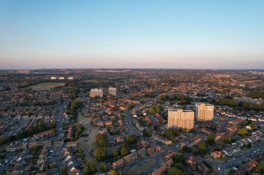 Beautiful Aerial view of North Luton City of England at Sunset Time