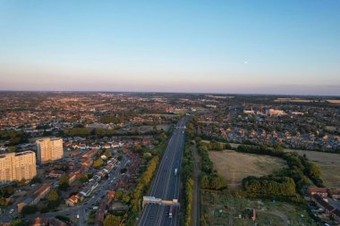 Aerial view of British Motorways from North Luton City of England