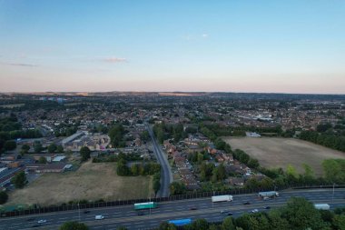 Aerial view of British Motorways from North Luton City of England