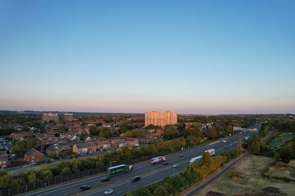 Aerial View British Motorways North Luton City England — Fotografia de Stock