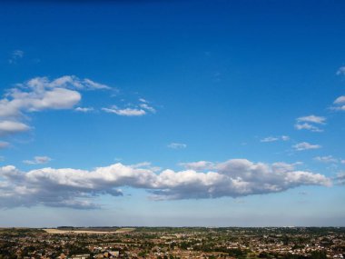 High Angle Drone's View of Luton City Center and Railway Station, Luton England
