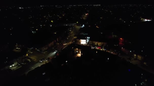 Night Aerial Footage Luton City England Drone Night Flight Luton — 비디오