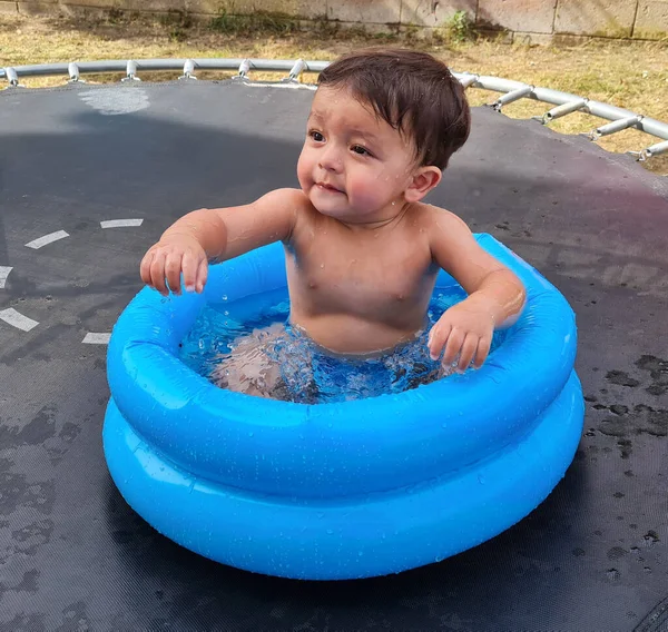 Year Old Asian Baby Boy Enjoying Water Tub —  Fotos de Stock