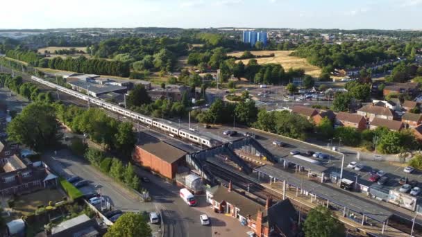 Aerial View British Town Centre Luton England Railway Station Train — 비디오