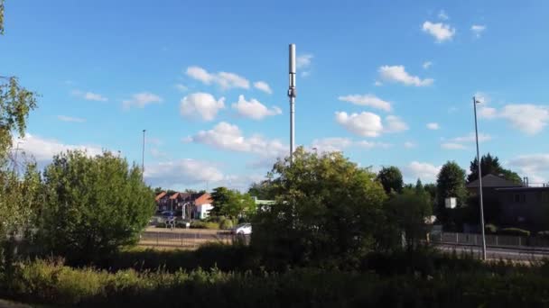 Aerial View British Town Centre Luton England Railway Station Train — 图库视频影像