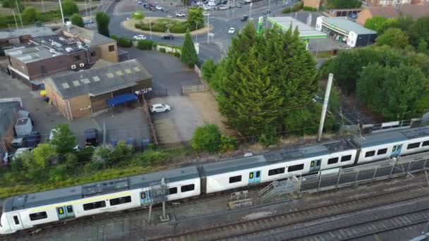 Aerial View British Town Centre Luton England Railway Station Train — Stock video