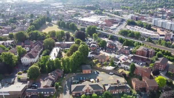 Aerial View British Town Centre Luton England Railway Station Train — Video Stock