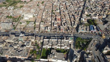 High Angle Aerial View of Sheikhupura City of Punjab Pakistan, Drone's Footage. Sheikhupura also known as Qila Sheikhupura, is a city in the Pakistani province of Punjab. Founded by the Mughal Emperor Jehangir in 1607, 