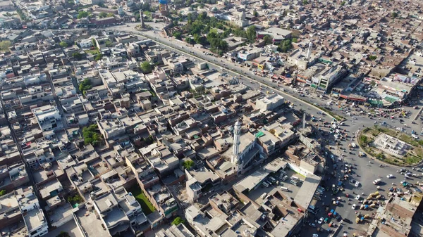 High Angle Aerial View Sheikhupura City Punjab Pakistan Drone Footage — стокове фото