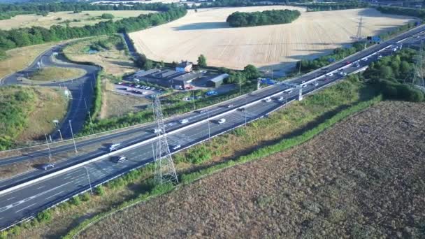 High Angle View Luton Airport Junction Interchange Motorways J10 Luton — Stockvideo