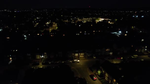 Superbe Vue Aérienne Luton Town England Nuit Images Grand Angle — Video