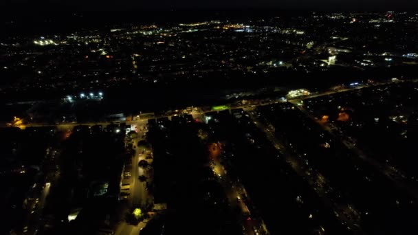 Linda Vista Aérea Luton Town England Noite Filmagem Ângulo Alto — Vídeo de Stock