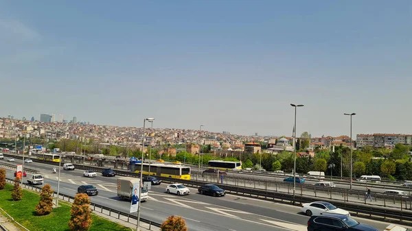 Beautiful View Istanbul City Turkey Motorways Bridge Bosphorus Strait Bosporus — 图库照片