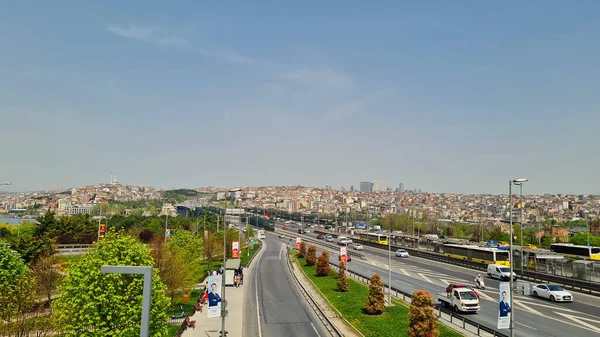 Beautiful View Istanbul City Turkey Motorways Bridge Bosphorus Strait Bosporus — Stockfoto