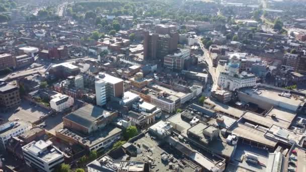 High Angle View Luton City Centre Buildings Drone Footage British — Vídeos de Stock