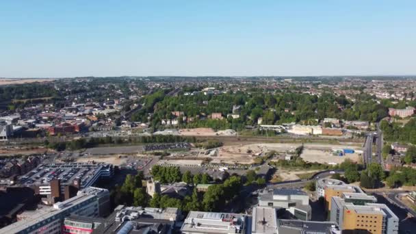 High Angle View Luton City Centre Buildings Drone Footage British — Αρχείο Βίντεο