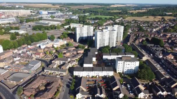High Angle View Luton City Centre Buildings Drone Footage British — Stock Video