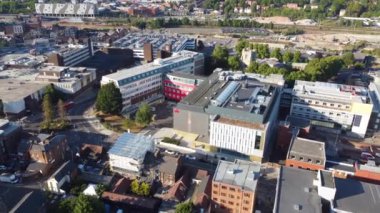 High Angle View of Luton City Centre Buildings, Drone Footage over British City