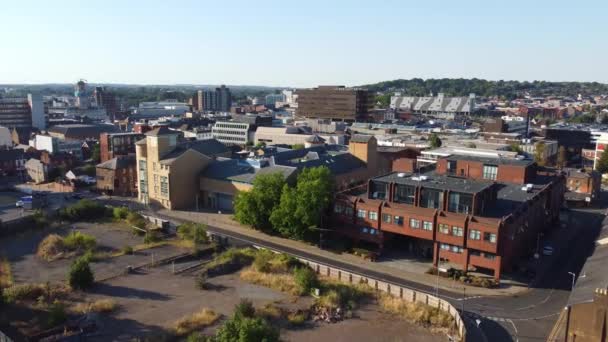 High Angle View Luton City Centre Buildings Drone Footage British — Stockvideo
