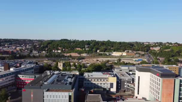 High Angle View Luton City Centre Buildings Drone Footage British — 图库视频影像