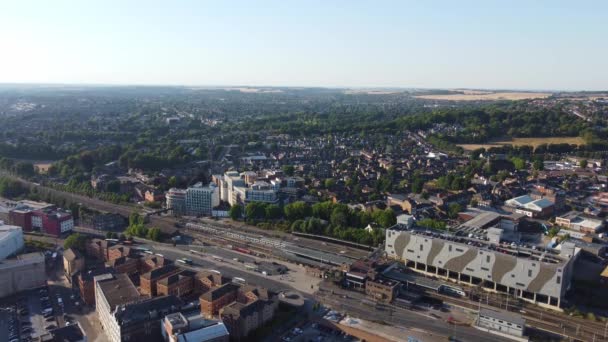 High Angle View Luton City Centre Buildings Drone Footage British — Wideo stockowe
