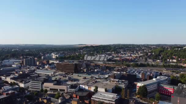 High Angle View Luton City Centre Buildings Drone Footage British — Stock Video