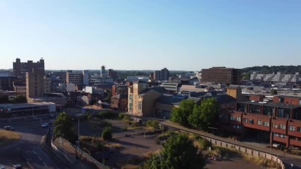 High Angle View Luton City Centre Buildings Drönarfilm Över British — Stockvideo