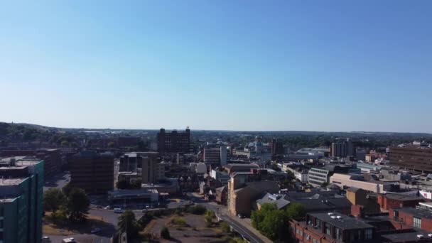 High Angle View Luton City Centre Buildings Drone Footage British — Vídeo de Stock