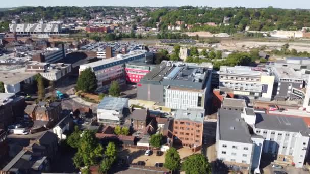 High Angle View Luton City Centre Buildings Drone Footage British — Vídeo de Stock